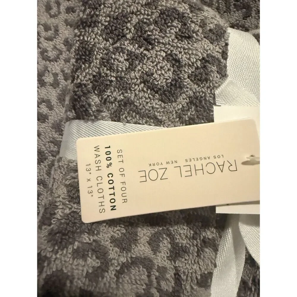 Rachel Zoe Leopard cheetahTowel Set 100% Cotton Bath, Hand Washcloths NWT